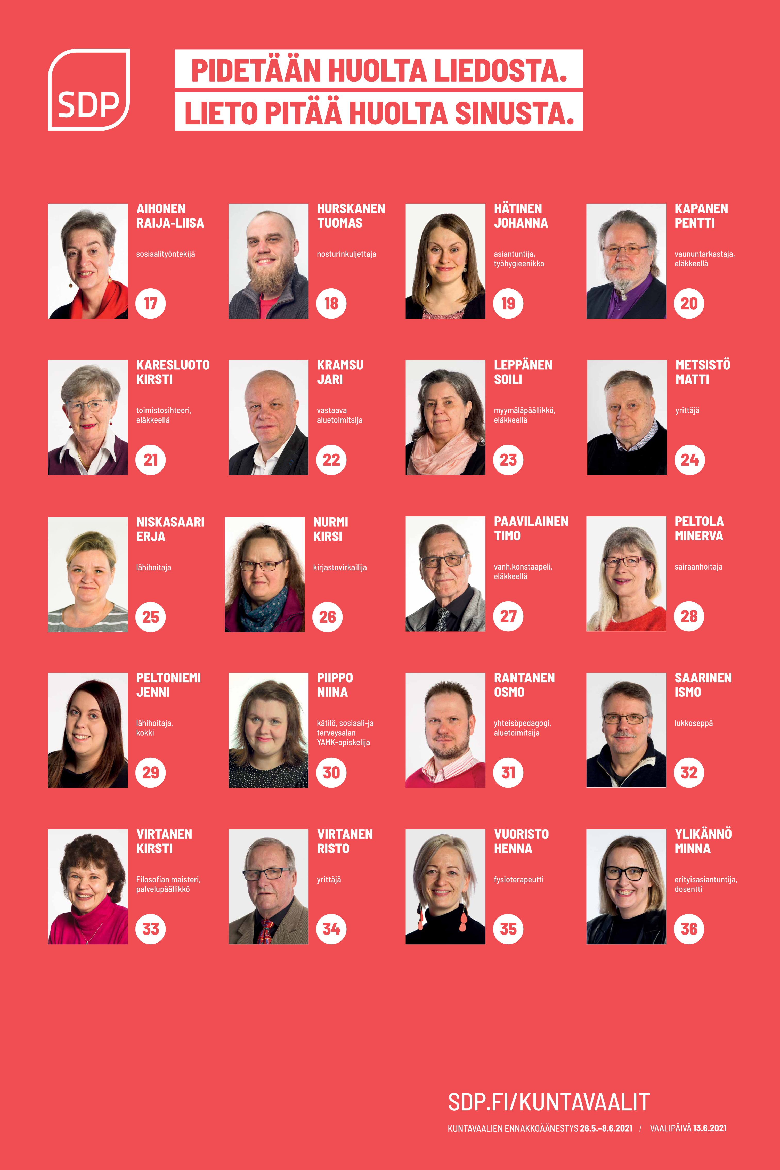 Ehdokaslistamme on nyt vahvistettu